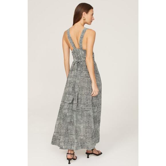 PROENZA SCHOULER WHITE LABEL Black Printed Square Neck Flou Wrap Dress Size 4 - Picture 2 of 11